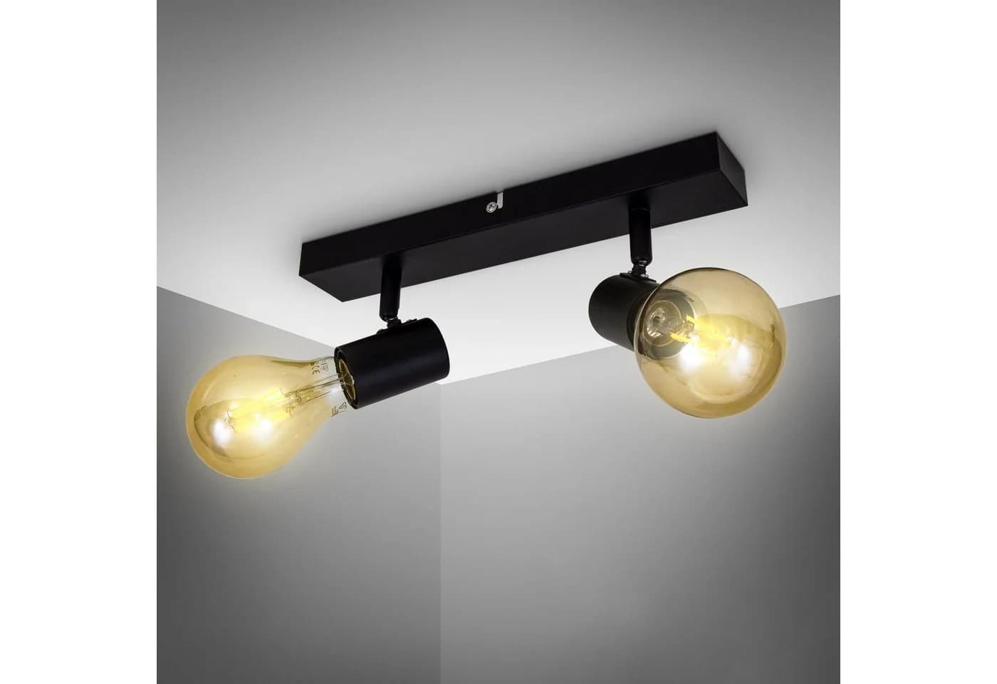 B.K.LICHT LED Deckenspots Schwarz 2-flammig Industriestil - Bild 2