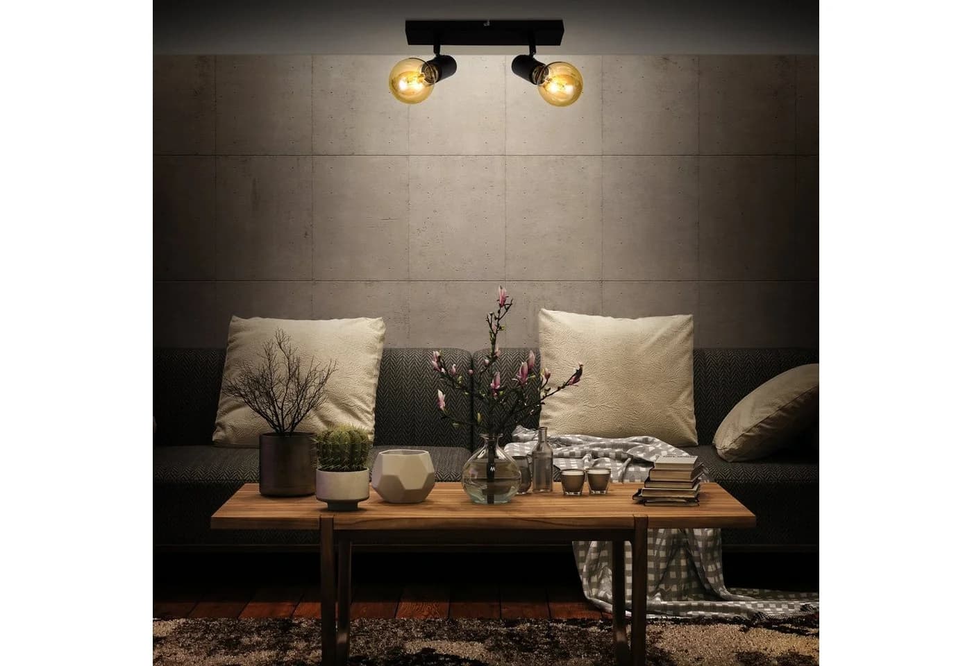 B.K.LICHT LED Deckenspots Schwarz 2-flammig Industriestil - Bild 3