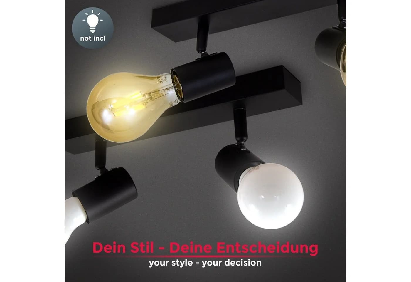 B.K.LICHT LED Deckenspots Schwarz 2-flammig Industriestil - Bild 4