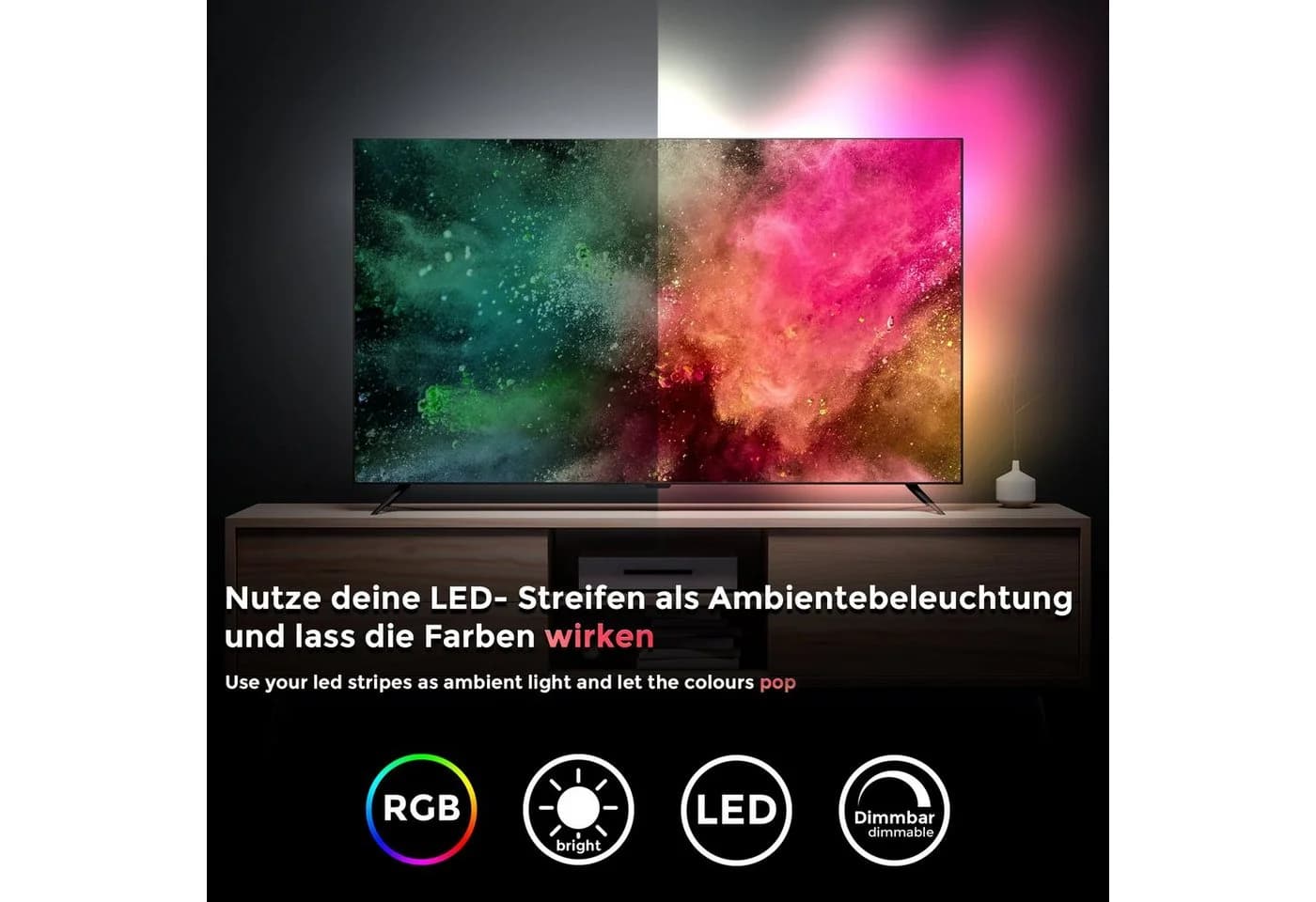 B.K.LICHT LED-Streifen Schwarz Smart Home WiFi Appsteuerung