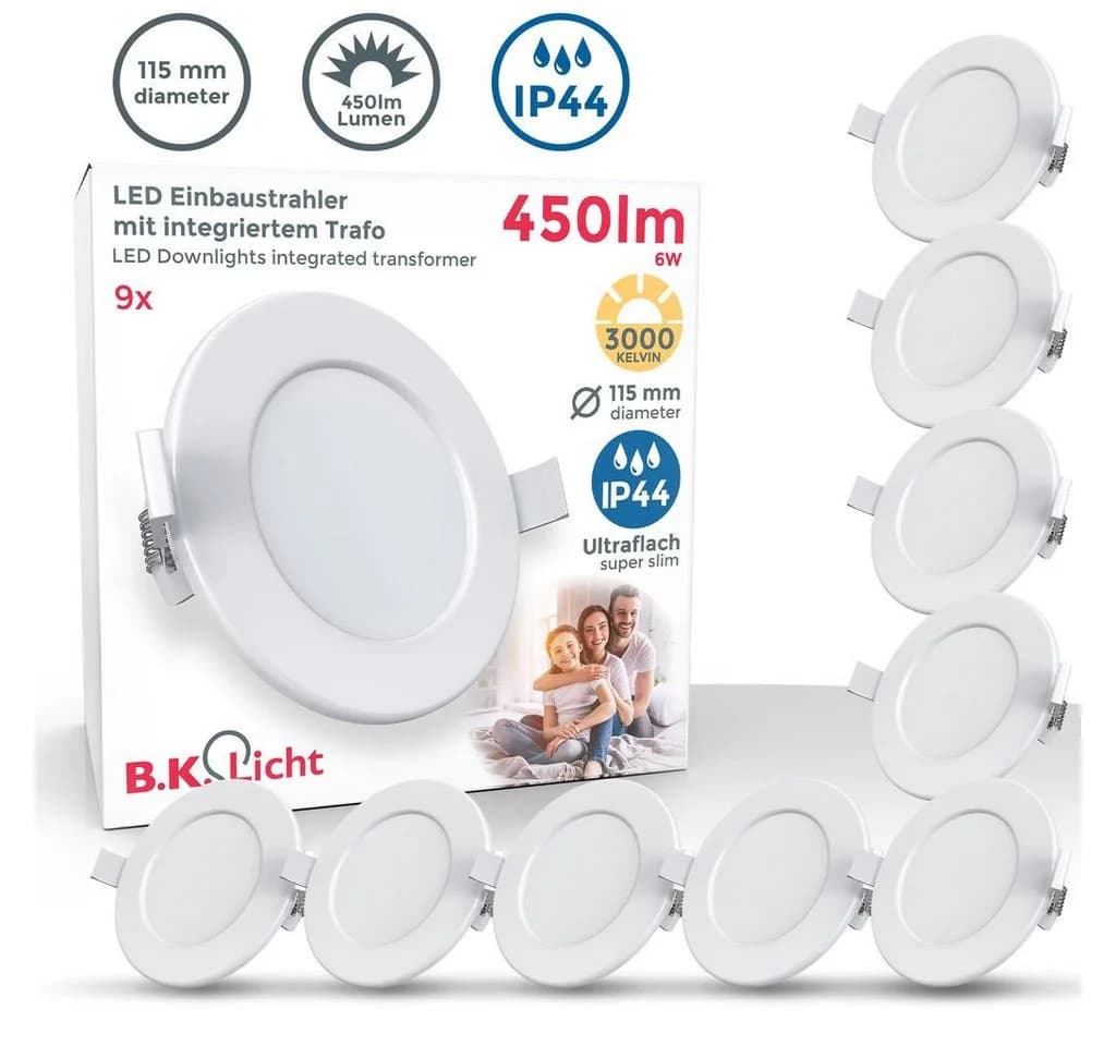 B.K.LICHT LED Einbauleuchte 9er Set Weiß IP44 Bad - Bild 4