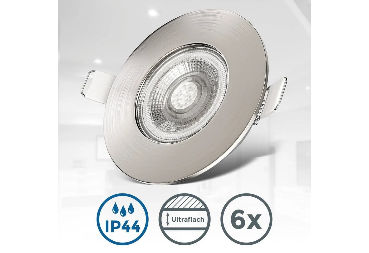 B.K.LICHT LED Einbaustrahler 6er Set IP44 Bad Ultraflach Matt-Nickel - Bild 3