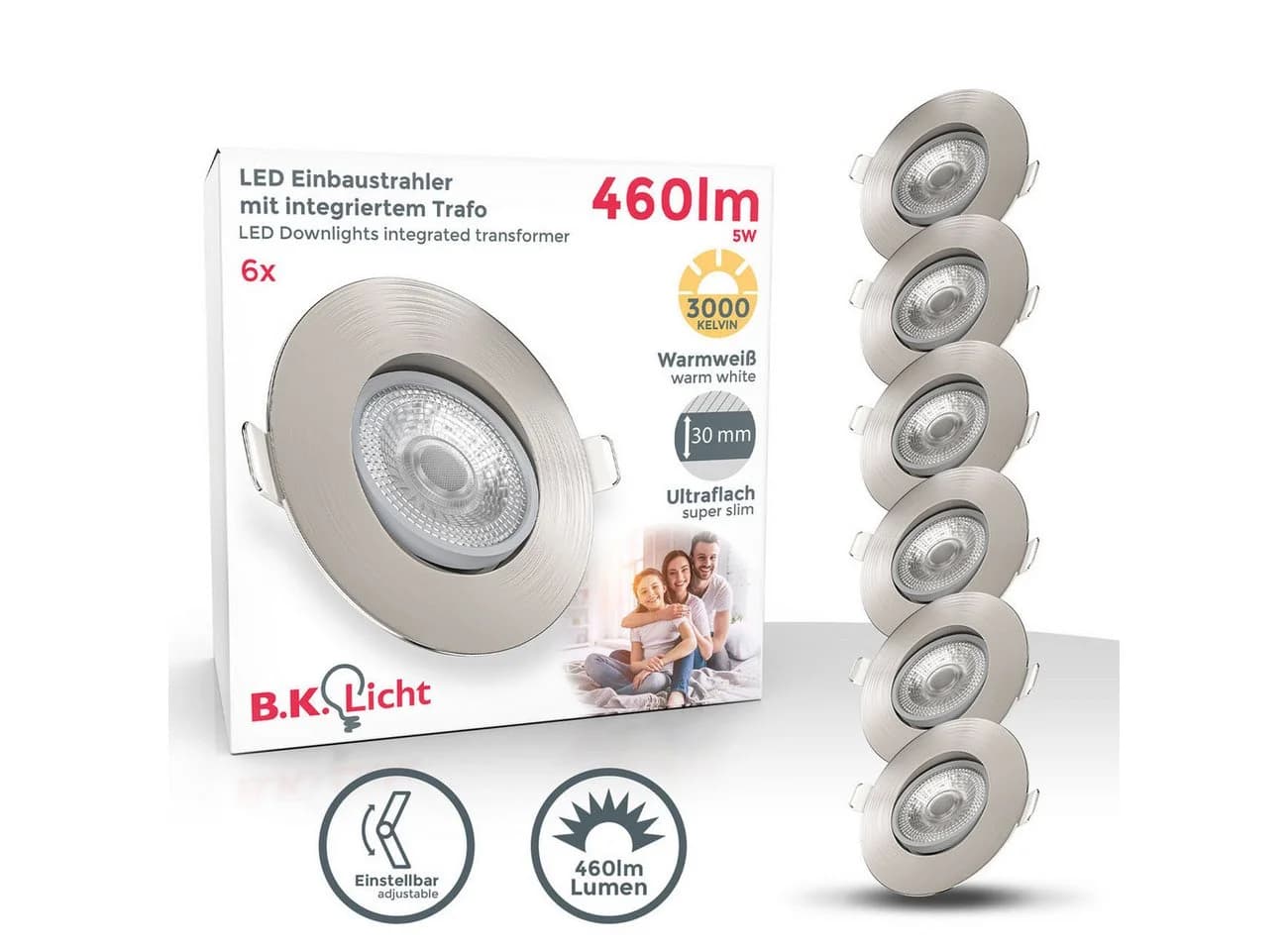 B.K.Licht LED Einbaustrahler Set 6x Dimmbar Schwenkbar Warmweiß - Bild 4