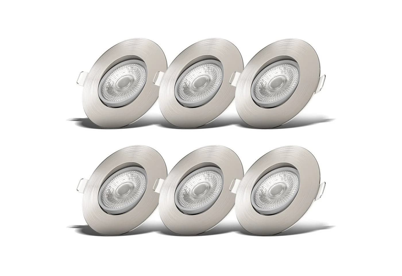 B.K.Licht LED Einbaustrahler 6er Set Matt-Nickel Dimmbar Schwenkbar - Bild 2