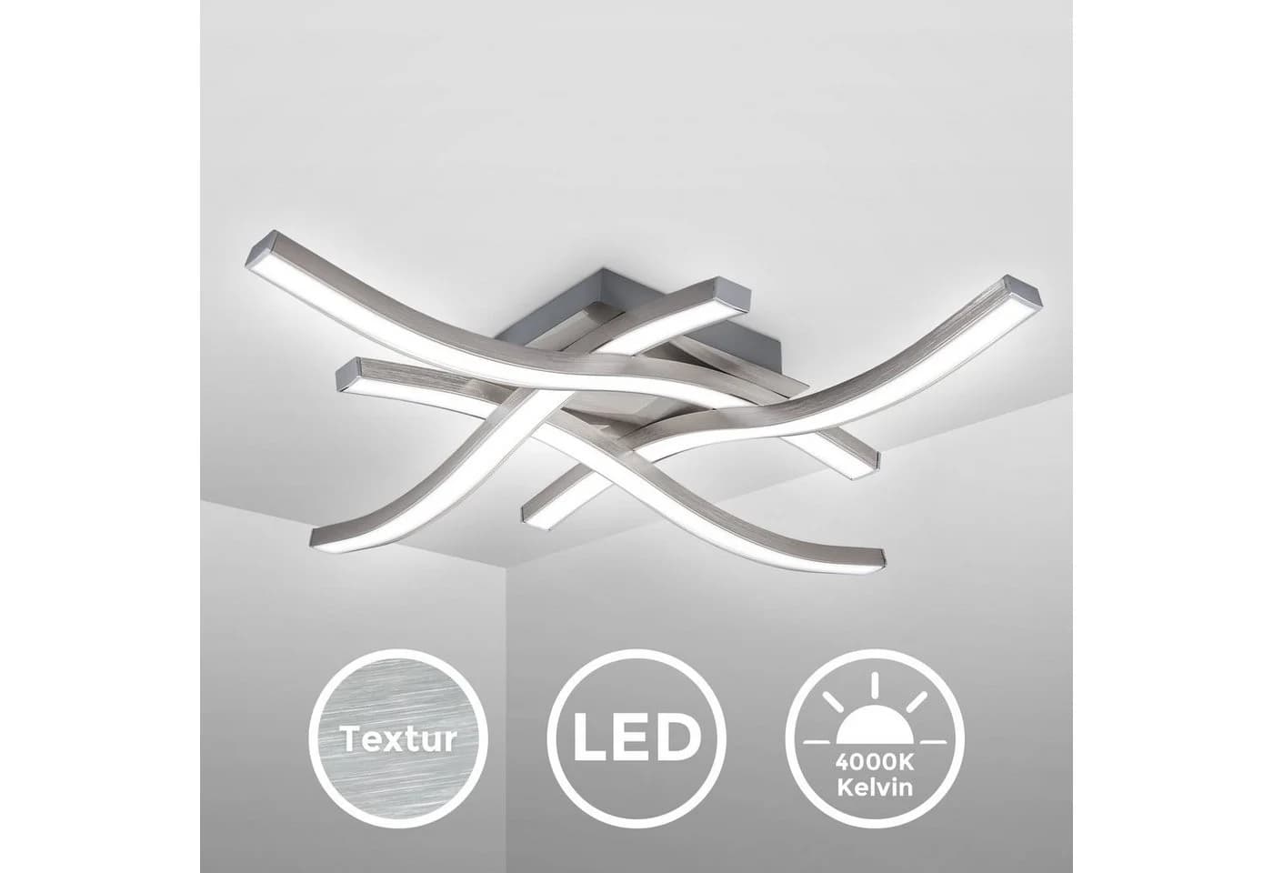 B.K.Licht LED Deckenleuchte Neutralweiß 20 Watt 2.000 Lumen Aluminiumoptik - Bild 2