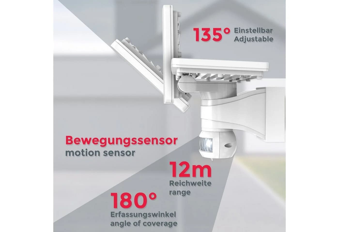 B.K.Licht LED Außen-Wandleuchte mit Bewegungsmelder IP44 Weiß - Bild 3