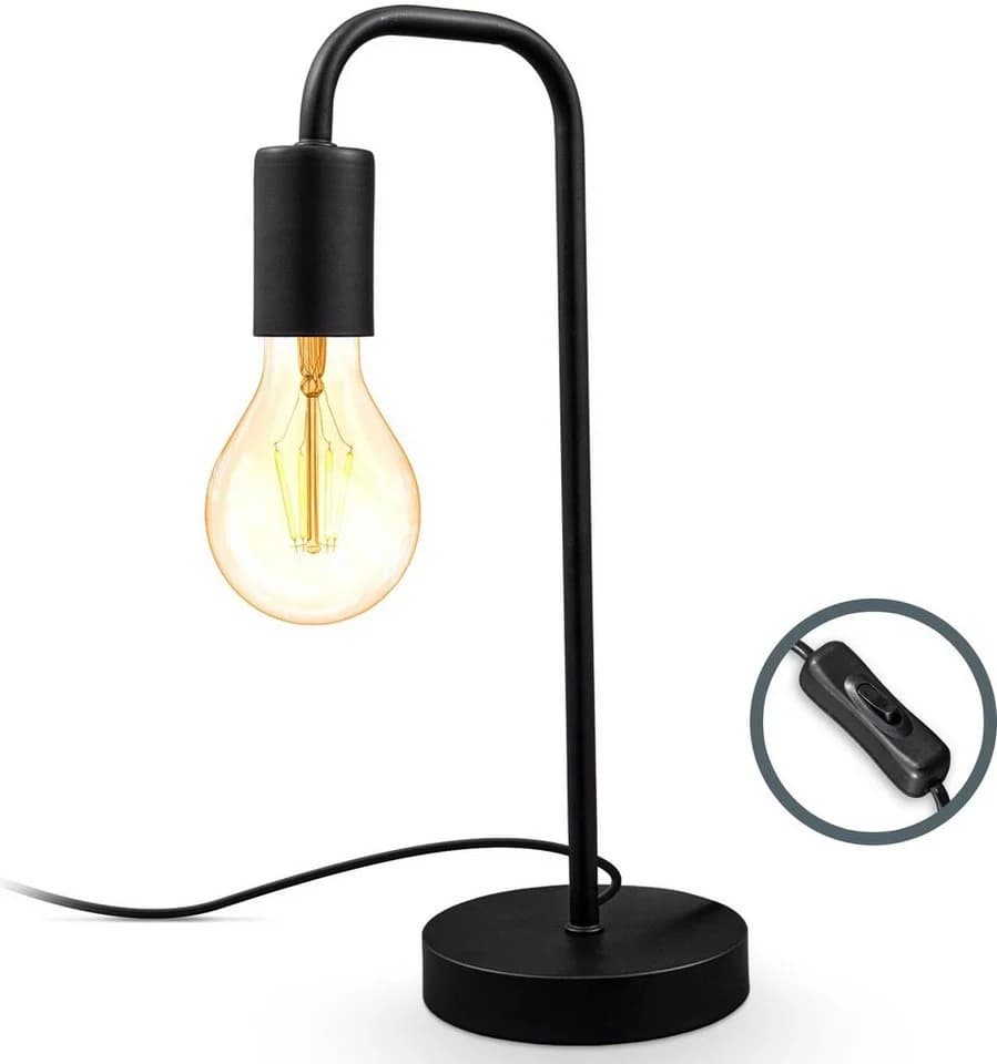 B.K.LICHT Retro Tischleuchte Matt-Schwarz E27 Metall - Bild 2