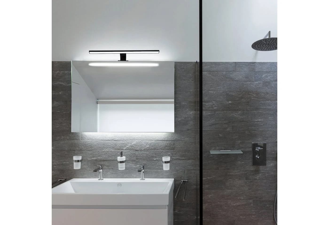 B.K.LICHT LED Spiegelleuchte Schwarz 60 cm IP44 - Bild 2