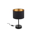 B.K.LICHT Tischleuchte Stoffschirm Schwarz-Gold E27 Bild 1