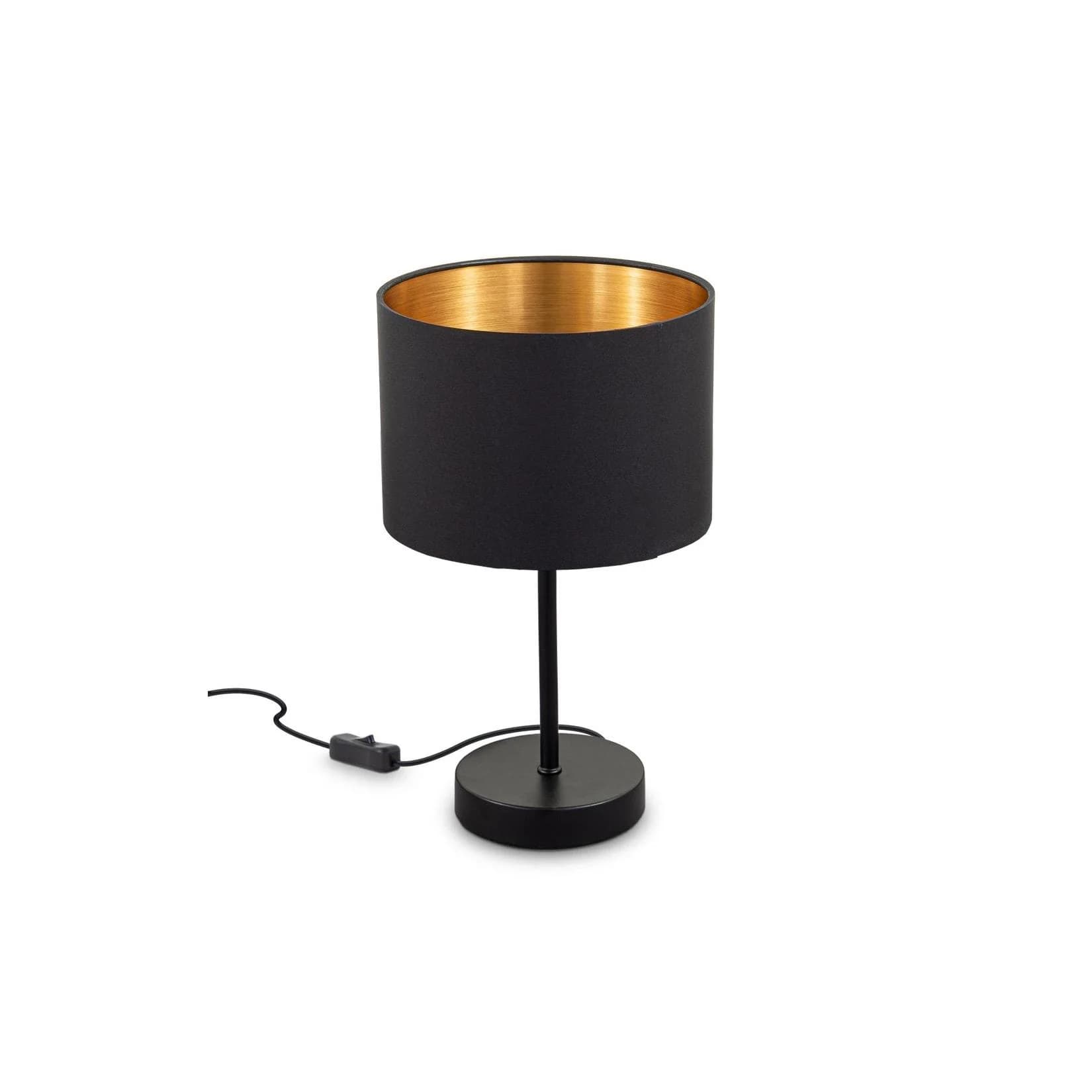 B.K.LICHT Tischleuchte Stoffschirm Schwarz-Gold E27