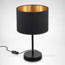 B.K.LICHT Tischleuchte Stoffschirm Schwarz-Gold E27 Bild 2