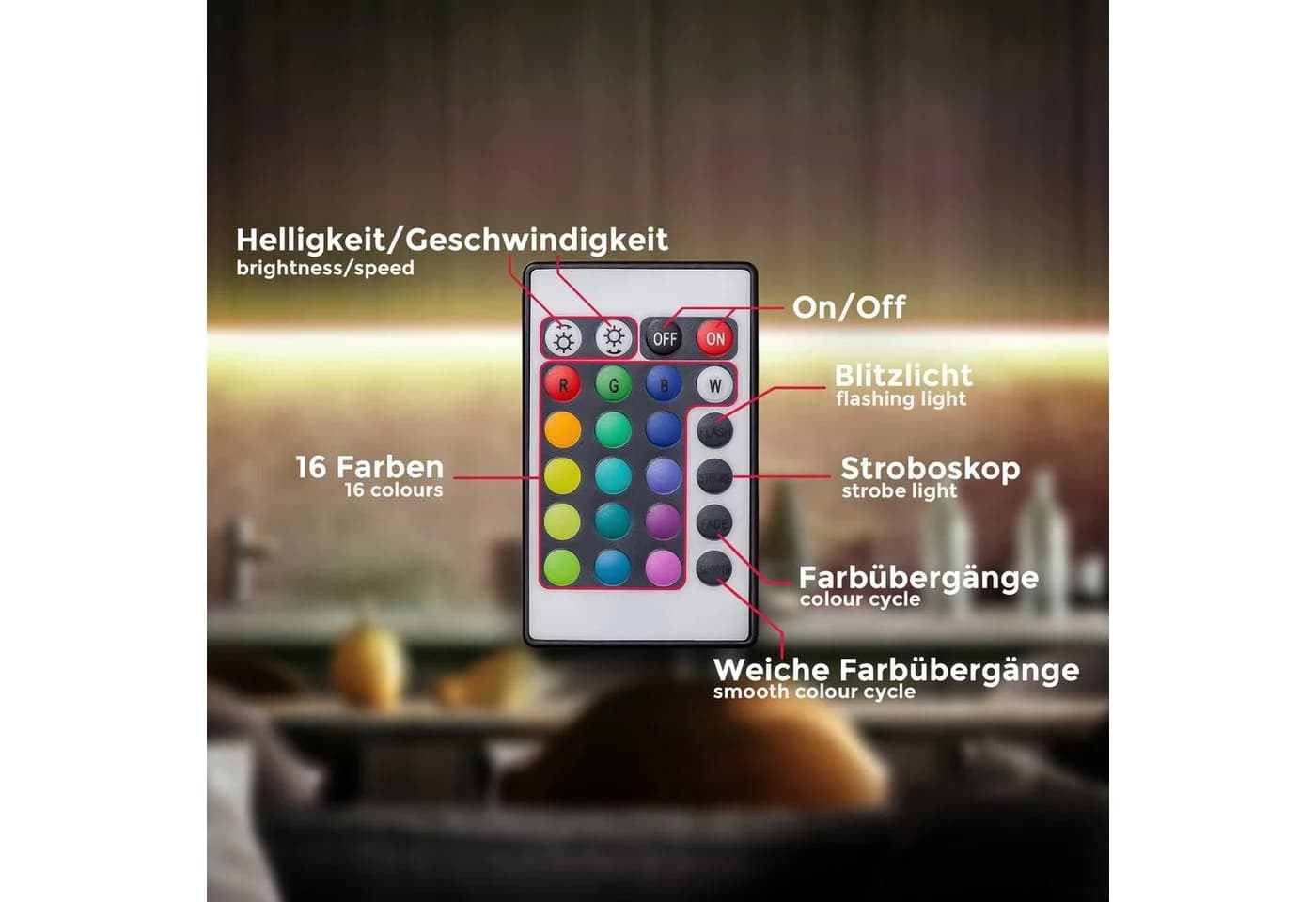 B.K.Licht LED Strip 5M RGB Selbstklebend mit Fernbedienung - Bild 5