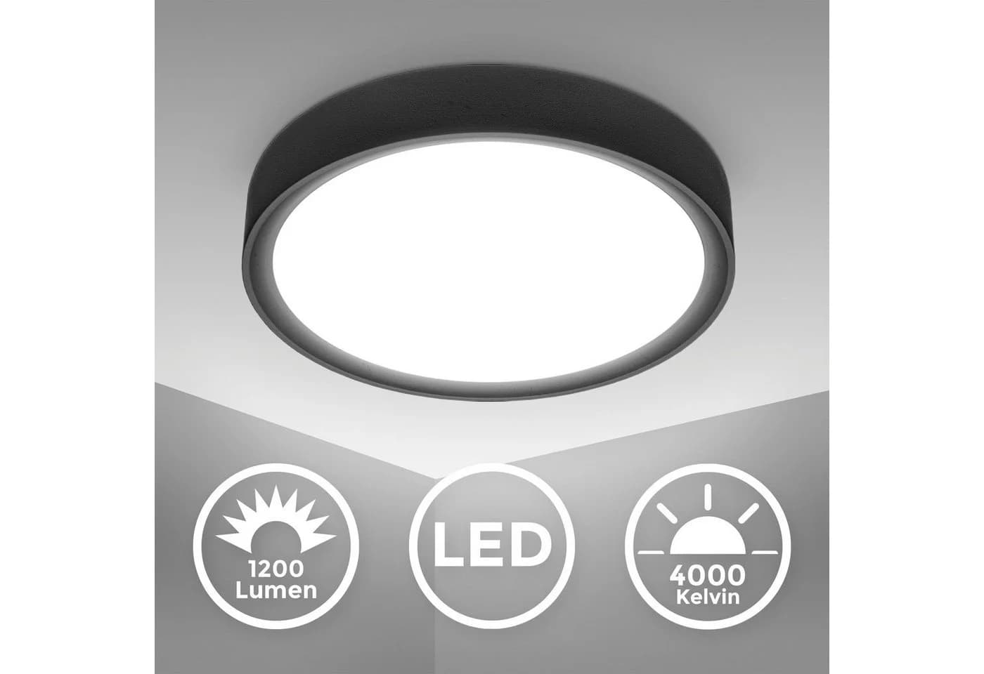 B.K.LICHT LED Deckenleuchte Schwarz 25cm Neutralweiß - Bild 3