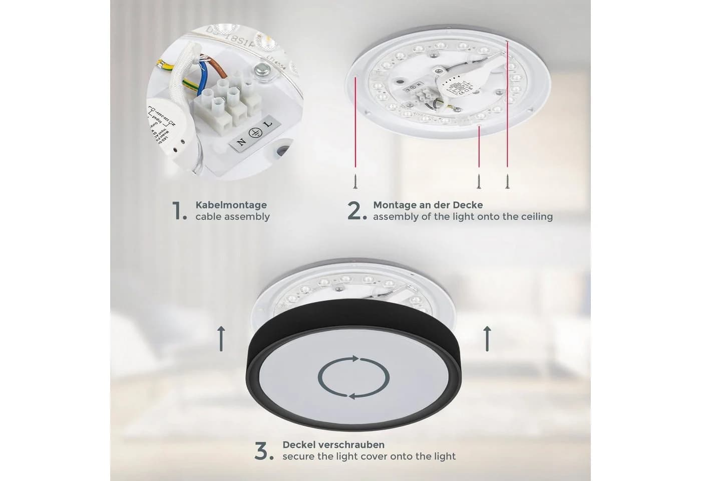 B.K.LICHT LED Deckenleuchte Schwarz 25cm Neutralweiß - Bild 5