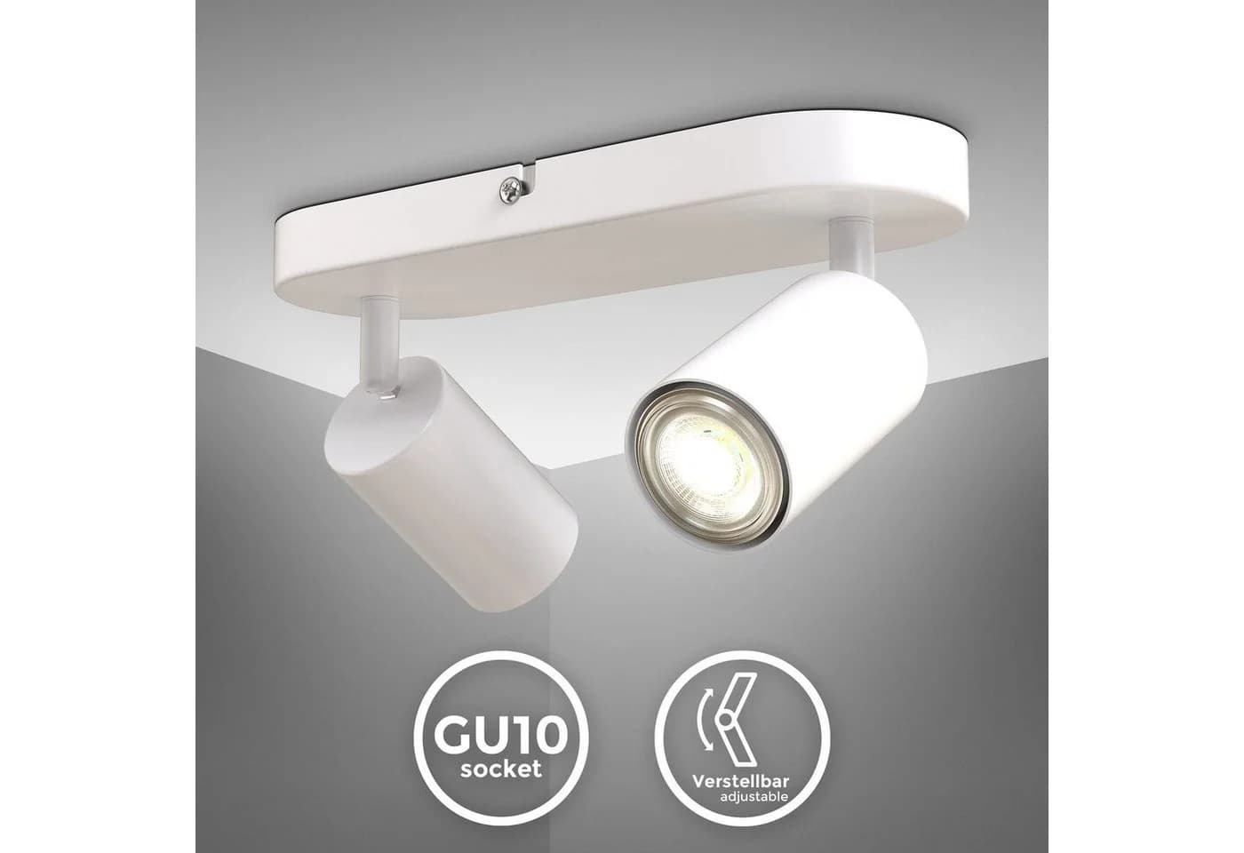 B.K.Licht Deckenleuchte LED Spotlampe GU10 Schwarz/Weiß
