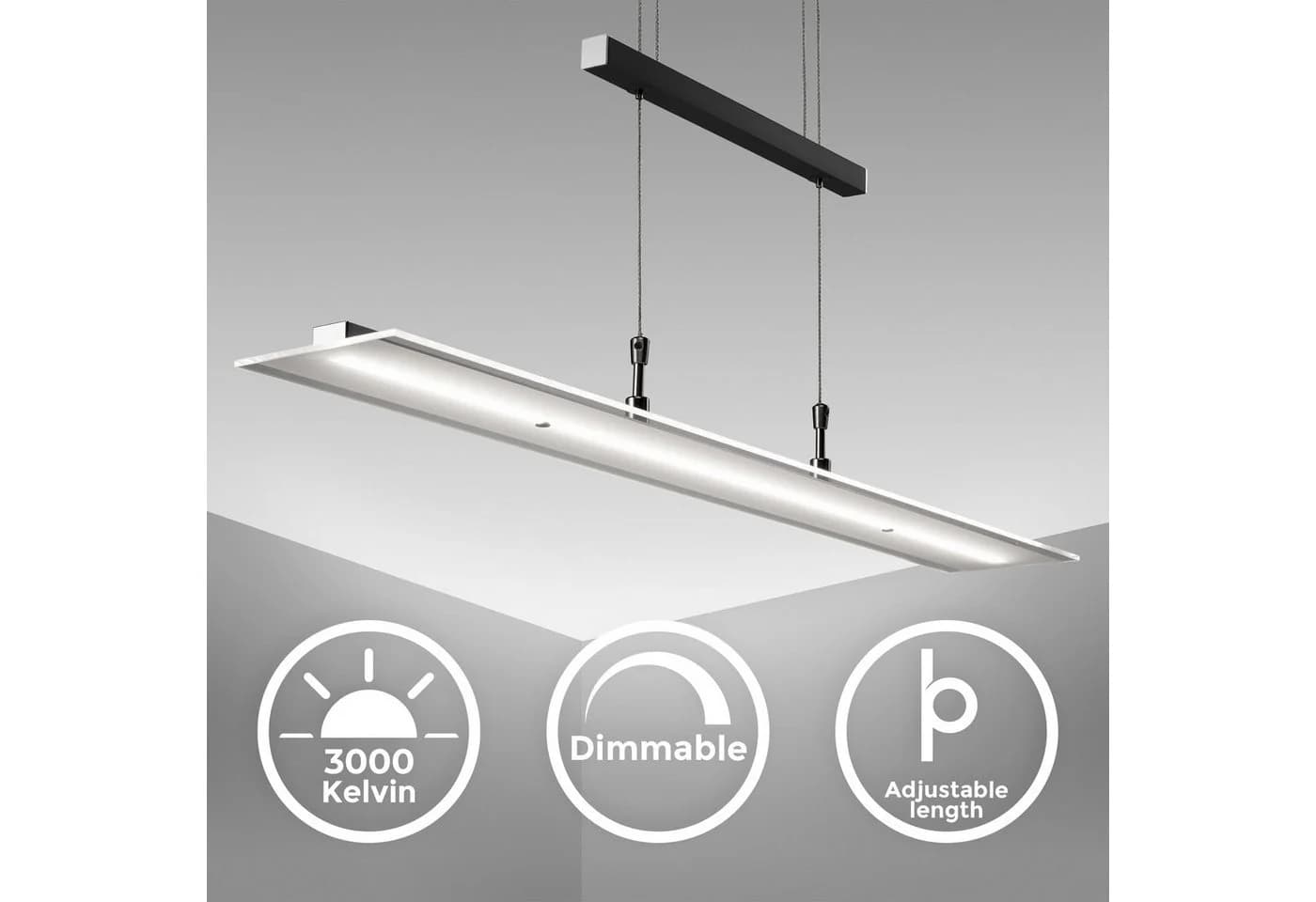 B.K.LICHT LED Pendelleuchte Schwarz Dimmbar Höhenverstellbar - Bild 2