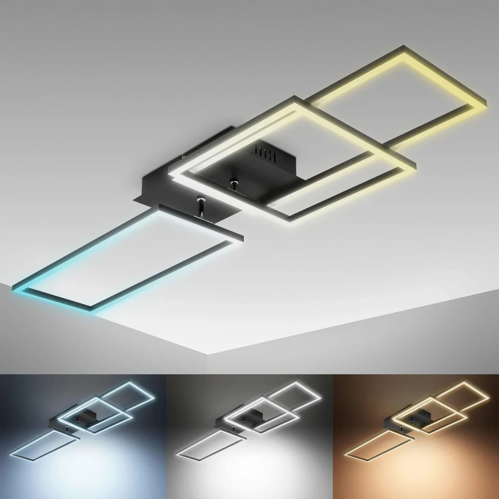 B.K.Licht LED Deckenleuchte BK_FR1511 Schwarz Dimmbar CCT Fernbedienung - Bild 2