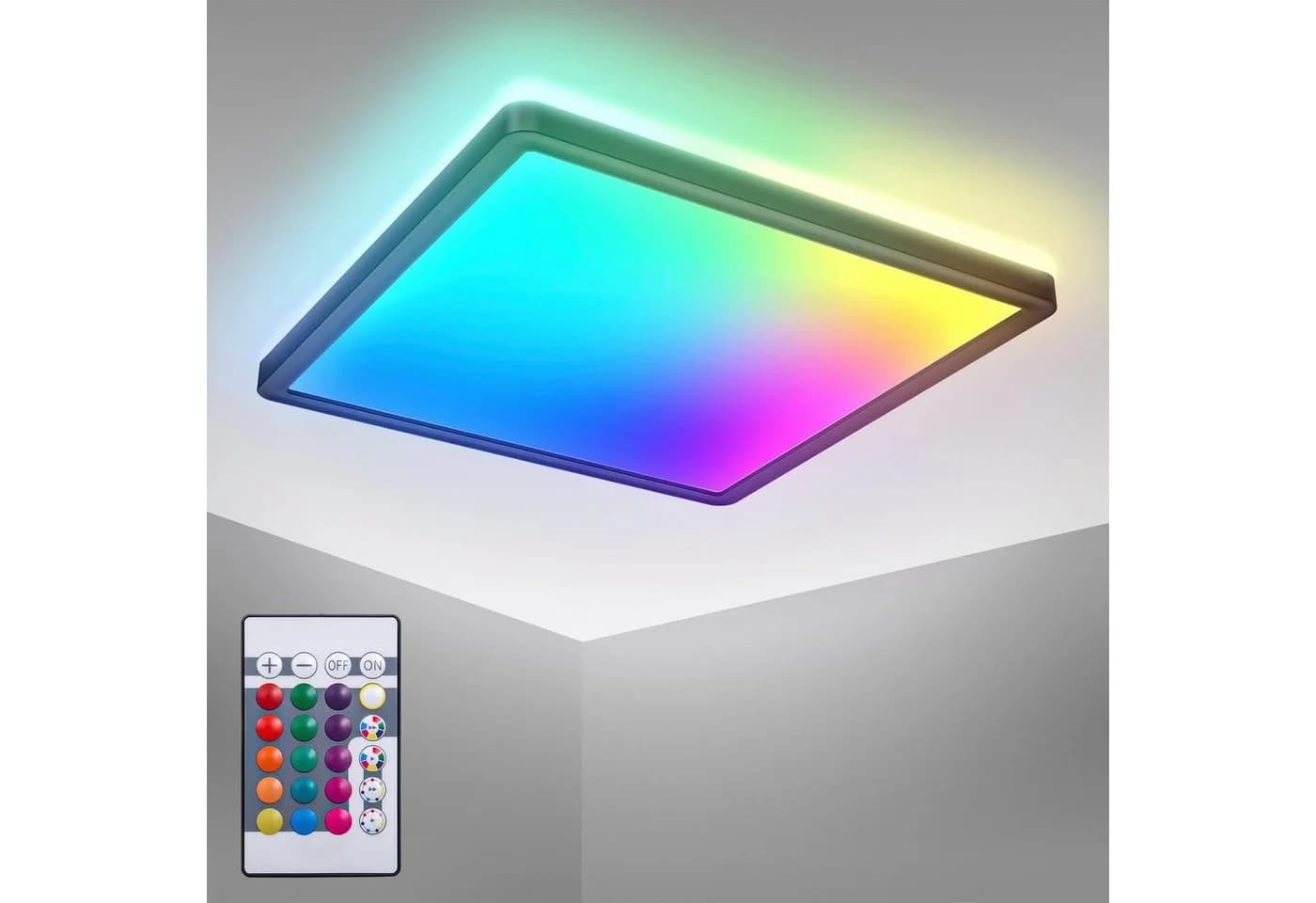 B.K.Licht LED Deckenleuchte Schwarz RGBW Dimmbar mit Fernbedienung - Bild 4