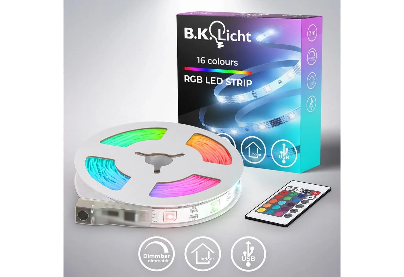 B.K.Licht LED-Streifen RGB dimmbar selbstklebend mit Fernbedienung - Bild 2
