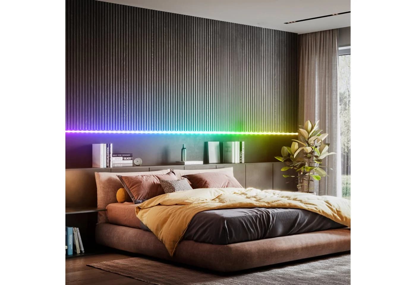 B.K.Licht LED Stripe USB RGBIC 5m mit Musiksensor und Fernbedienung