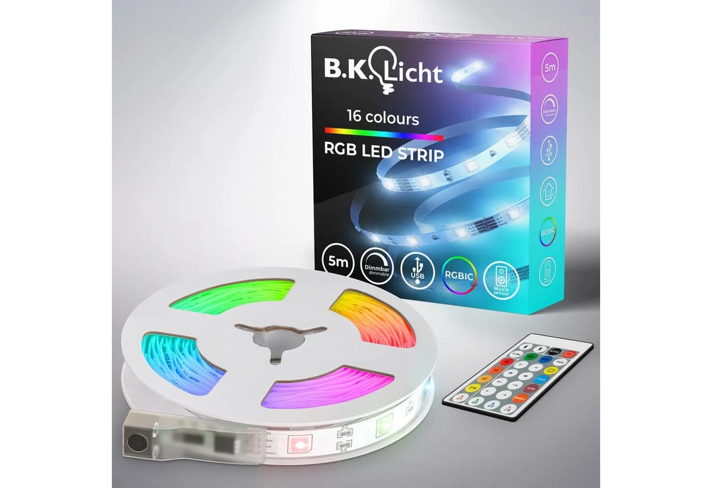 B.K.Licht LED Stripe USB RGBIC 5m mit Musiksensor und Fernbedienung - Bild 2