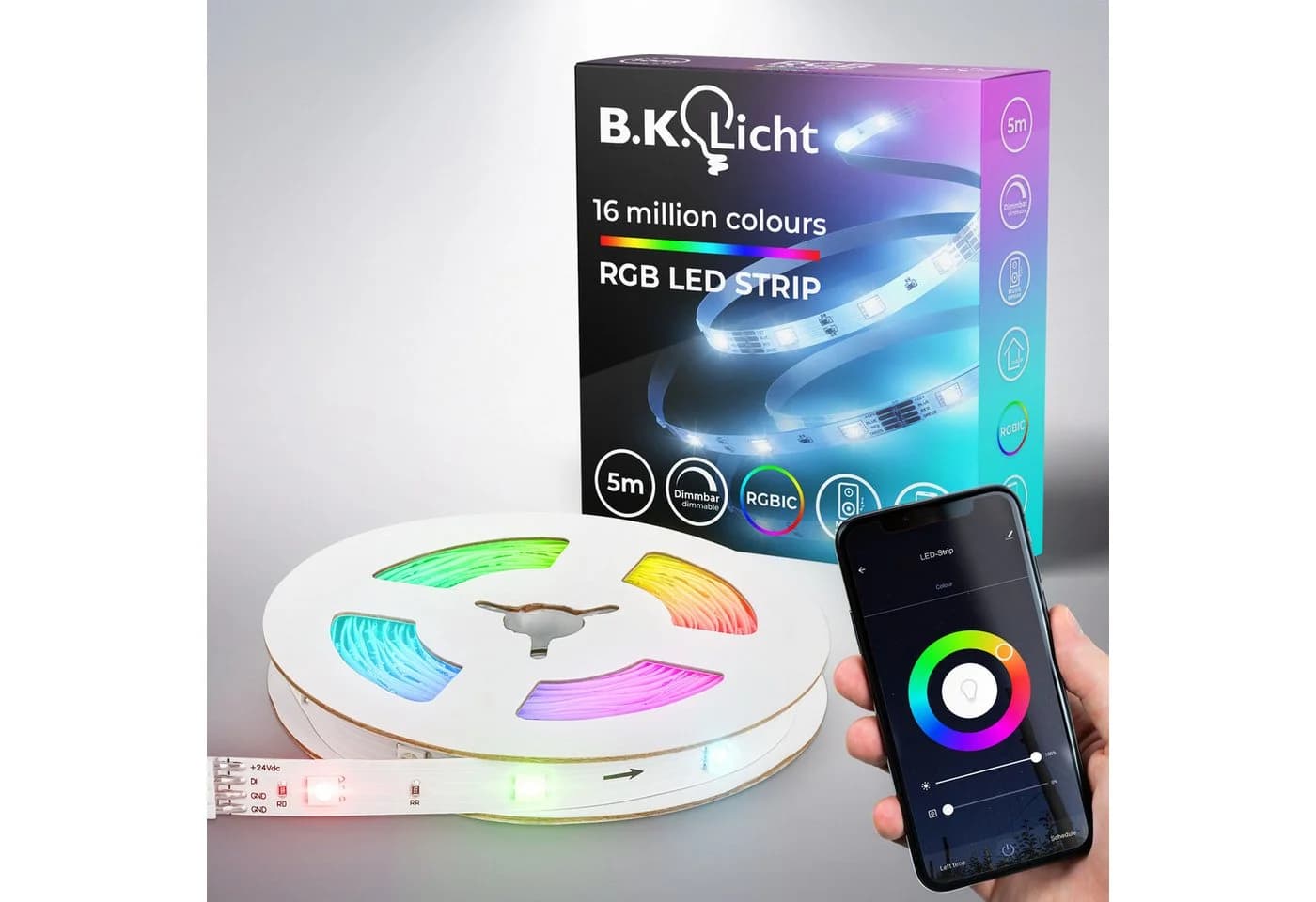 B.K.LICHT LED Stripe Wifi RGBIC 5m App Steuerung Weiß - Bild 2