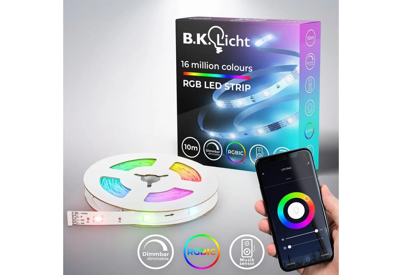B.K.LICHT LED Stripe 10m RGBIC Smart WiFi App Steuerung Weiß - Bild 2