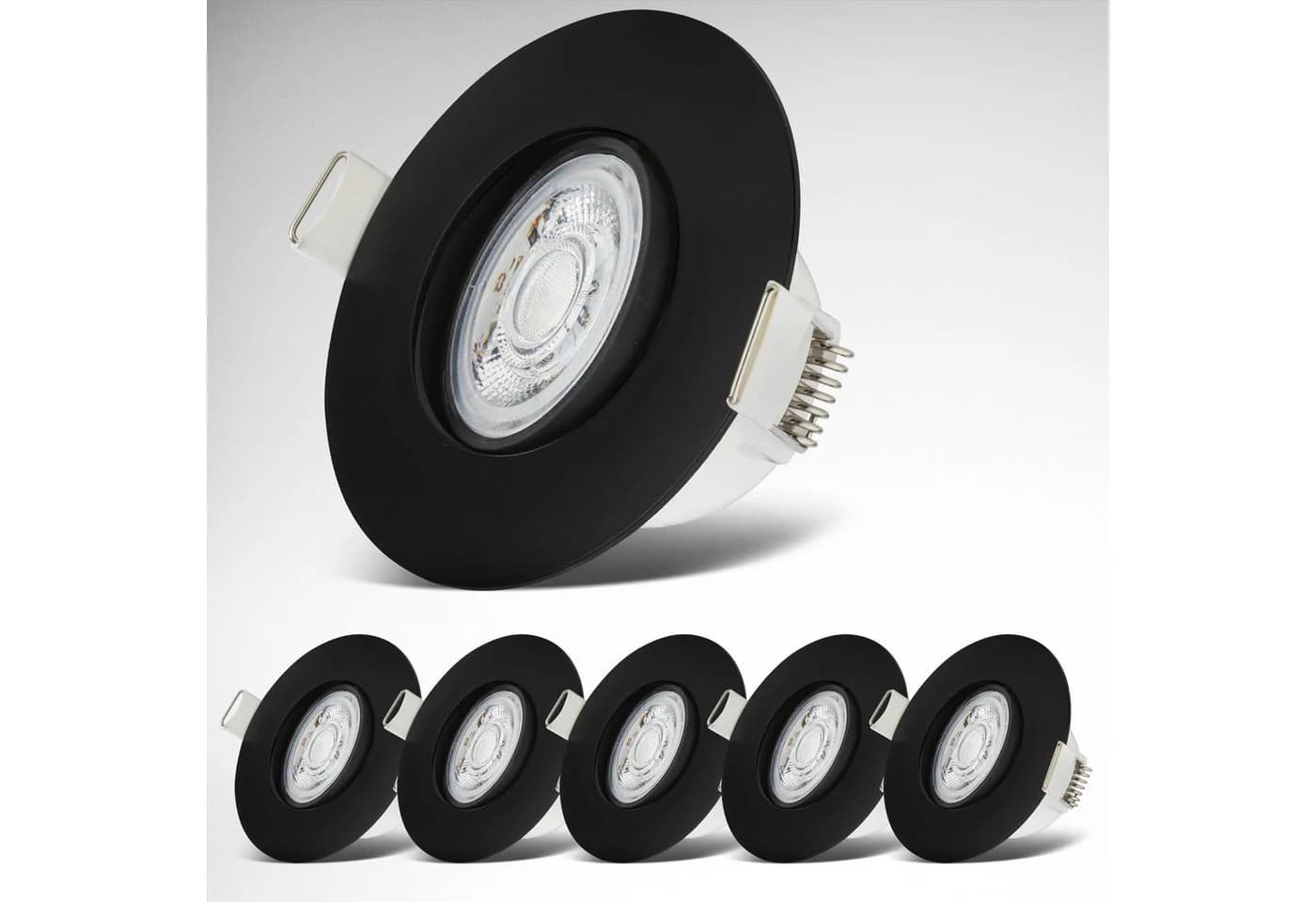 B.K.Licht LED Einbauleuchte 6er Set Schwarz IP65 Schwenkbar