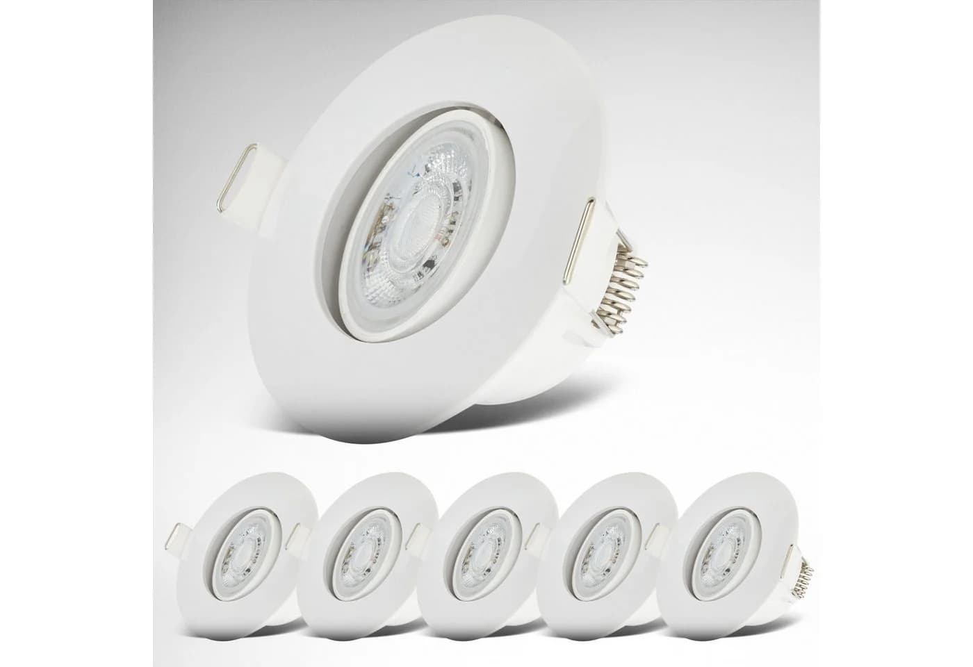 B.K.LICHT LED Einbauleuchte 6er Set Bad IP65 Schwenkbar Weiß