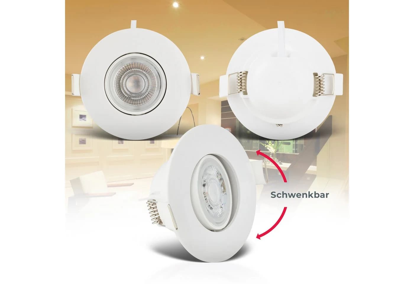 B.K.LICHT LED Einbauleuchte 6er Set Bad IP65 Schwenkbar Weiß - Bild 3