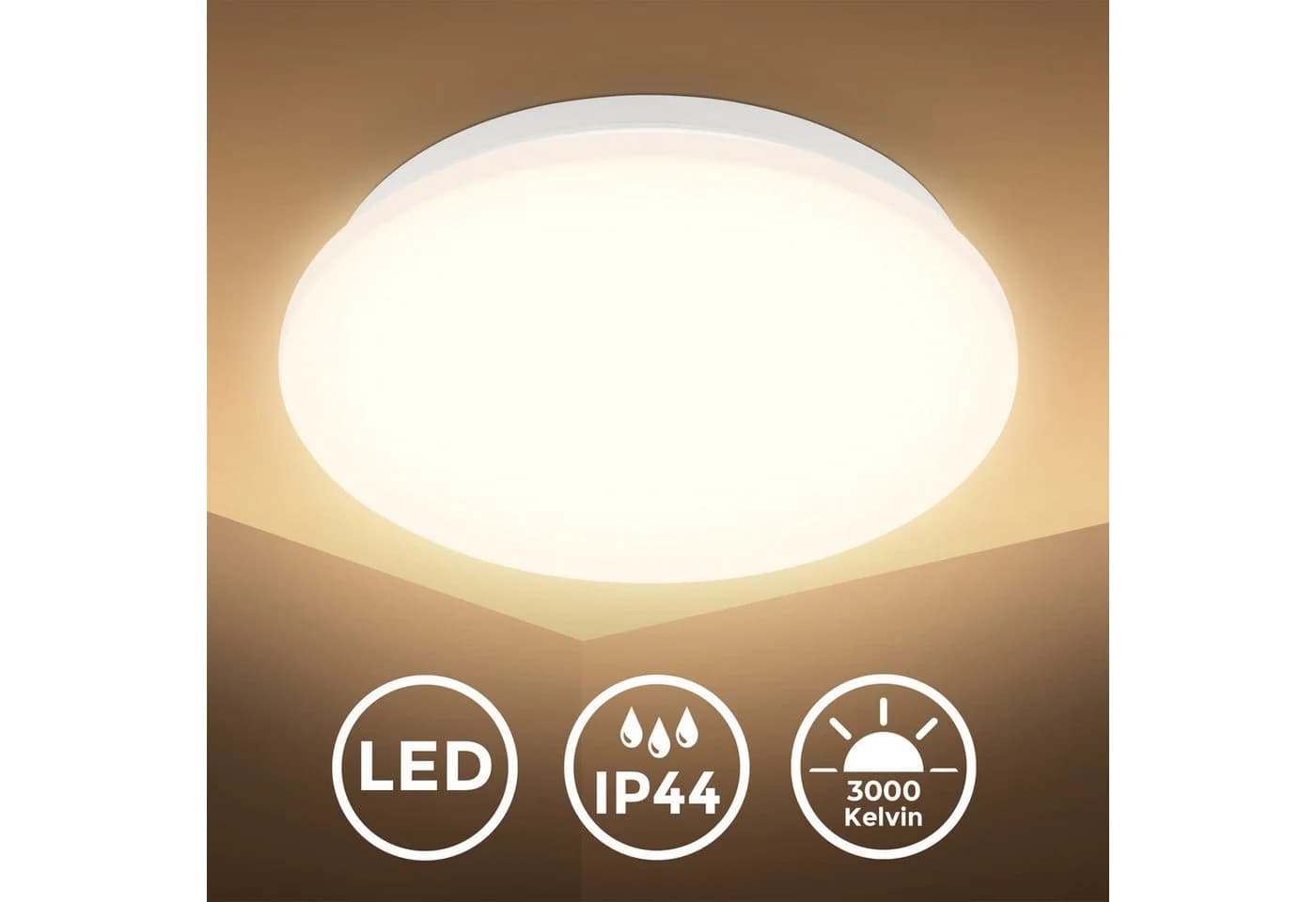 B.K.LICHT LED Deckenleuchte mit Mikrowellensensor, Warmweiß - Bild 2