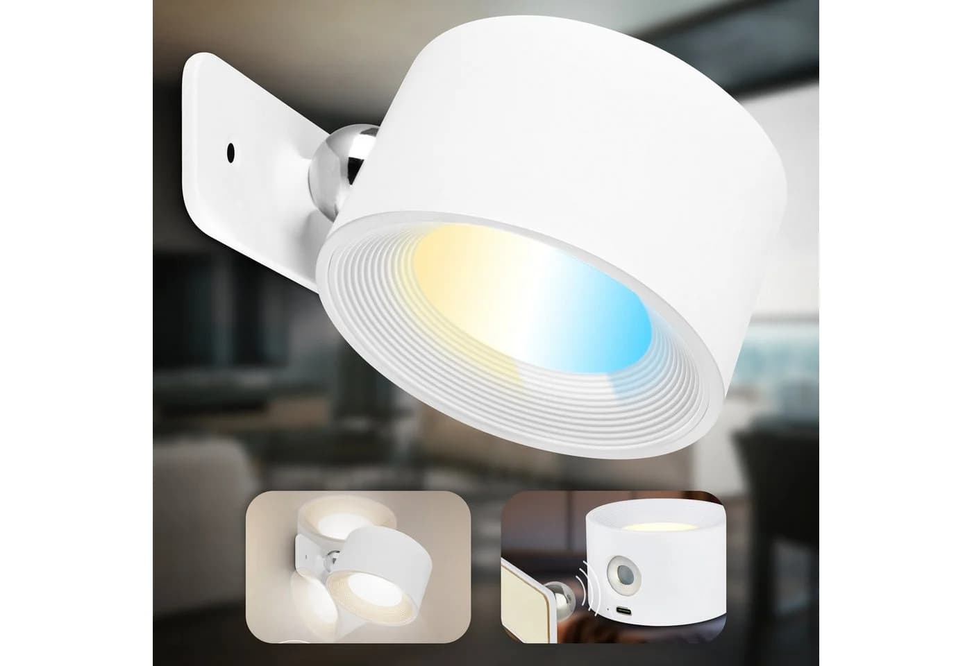 B.K.LICHT LED Wandleuchte BKL1596 Weiß Akku Dimmbar CCT - Bild 4
