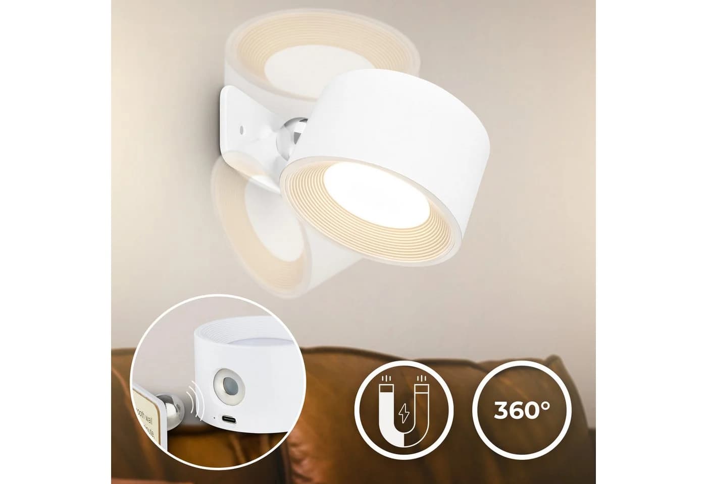 B.K.LICHT LED Wandleuchte BKL1596 Weiß Akku Dimmbar CCT - Bild 5