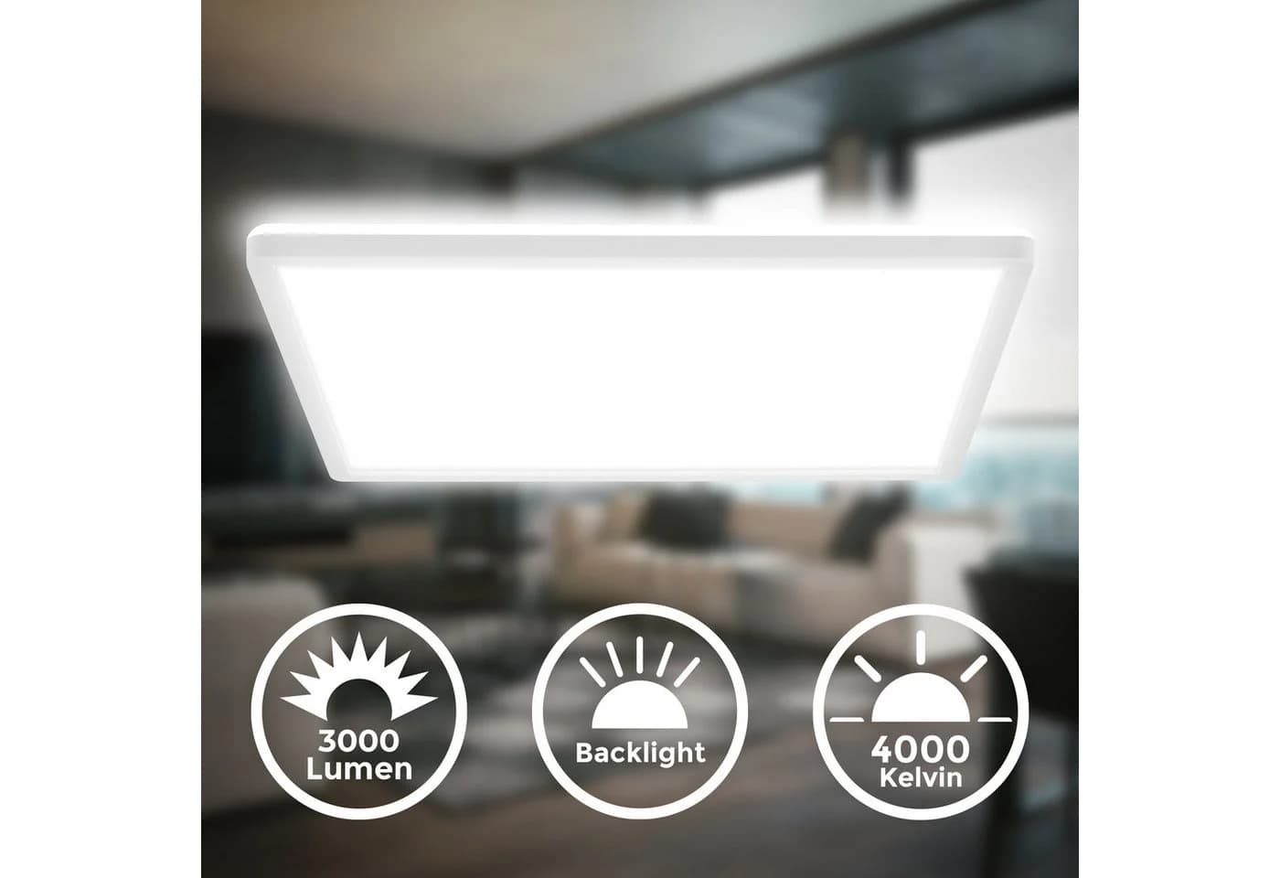 B.K.Licht LED Deckenleuchte BKL1601 Ultraflache Deckenlampe, LED Panel mit Backlight, Neutralweiß, 4.000K, 3.000 Lm, 22W, indirekte Hintergrundbeleuchtung, 42x42cm, Weiß