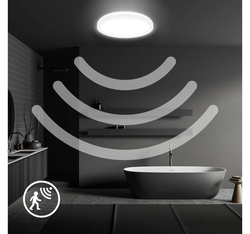 B.K.Licht LED Deckenleuchte mit Bewegungsmelder IP44 Weiß