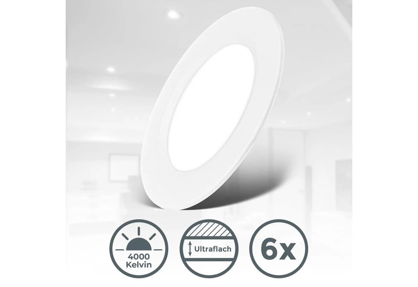 B.K.LICHT 6er Set LED Einbaustrahler Ultraflach Weiß IP20 - Bild 3