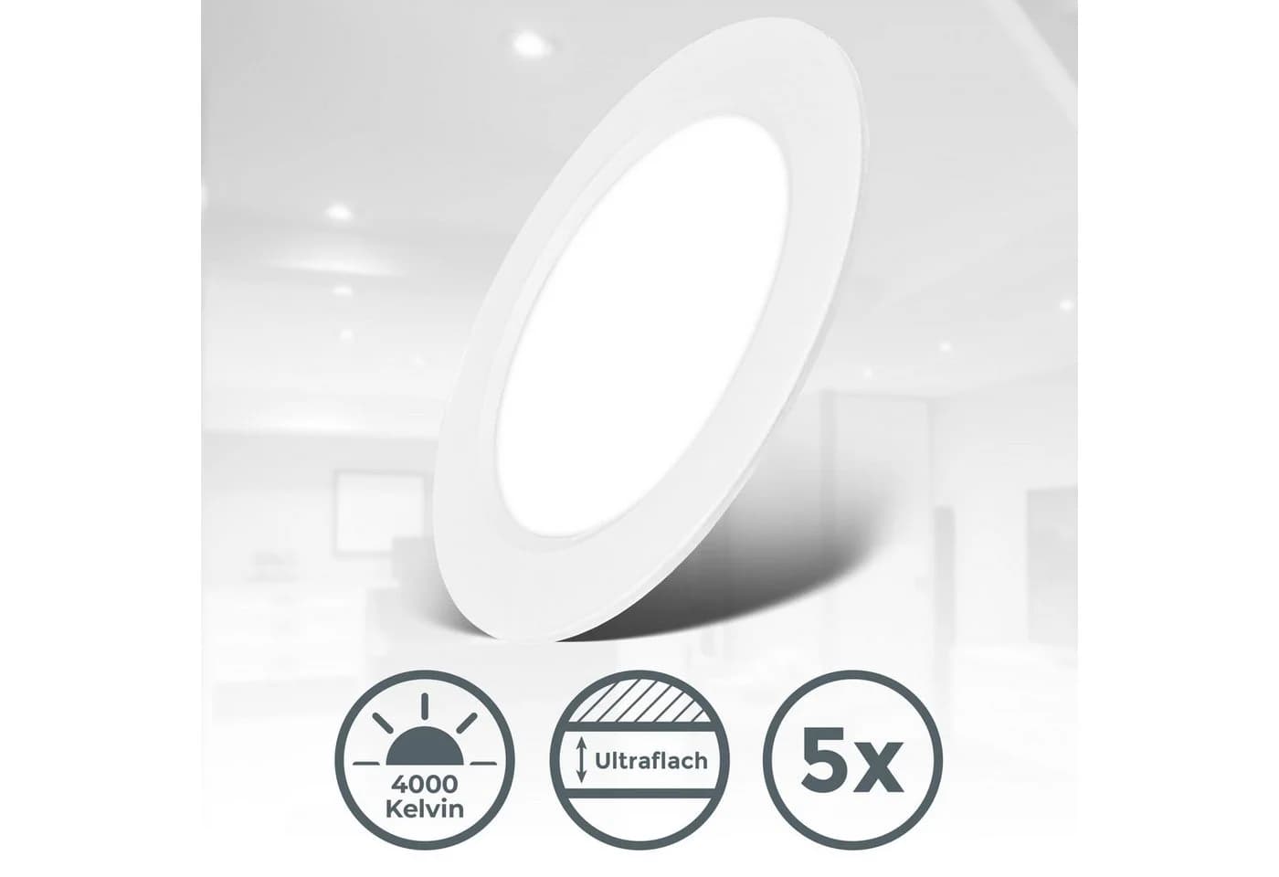 B.K.LICHT 5er Set LED Einbaustrahler Ultraflach Weiß IP20 - Bild 5