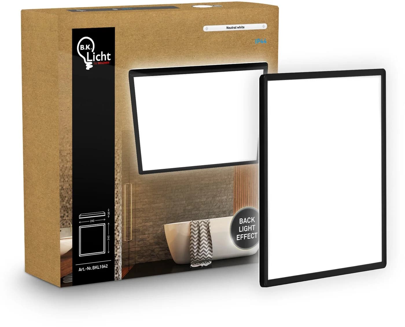 B.K.Licht LED Panel SHALLOW Schwarz IP44 Badlampe - Bild 3