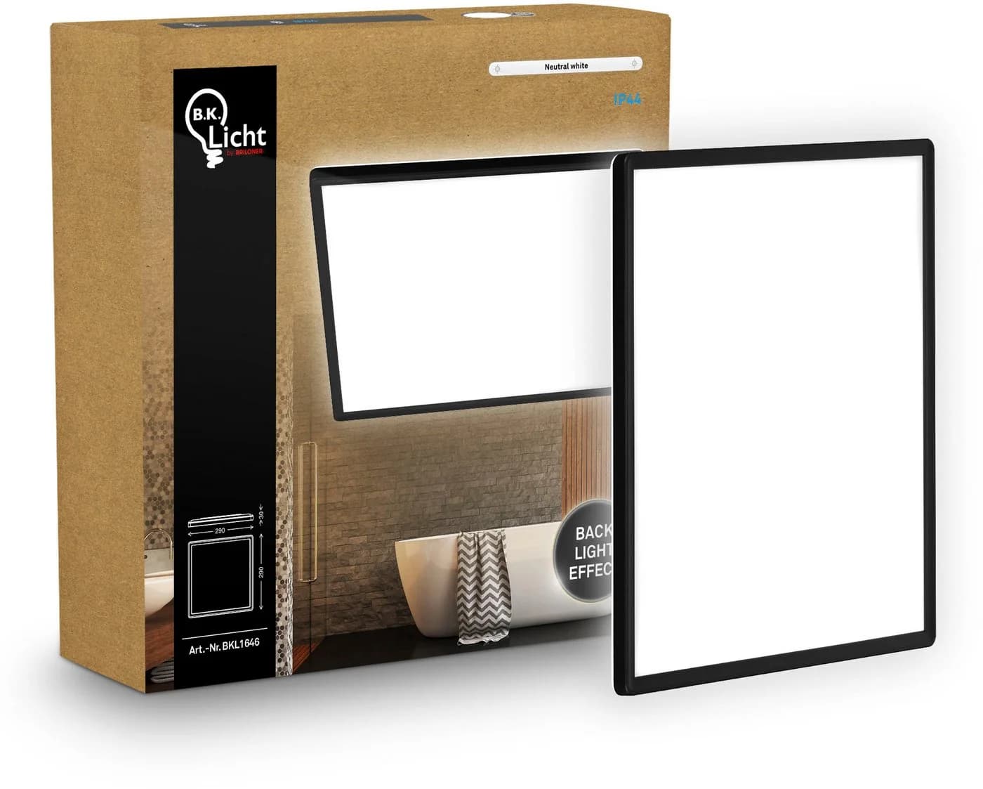 B.K.Licht LED Panel SHALLOW Deckenleuchte Schwarz IP44 - Bild 3