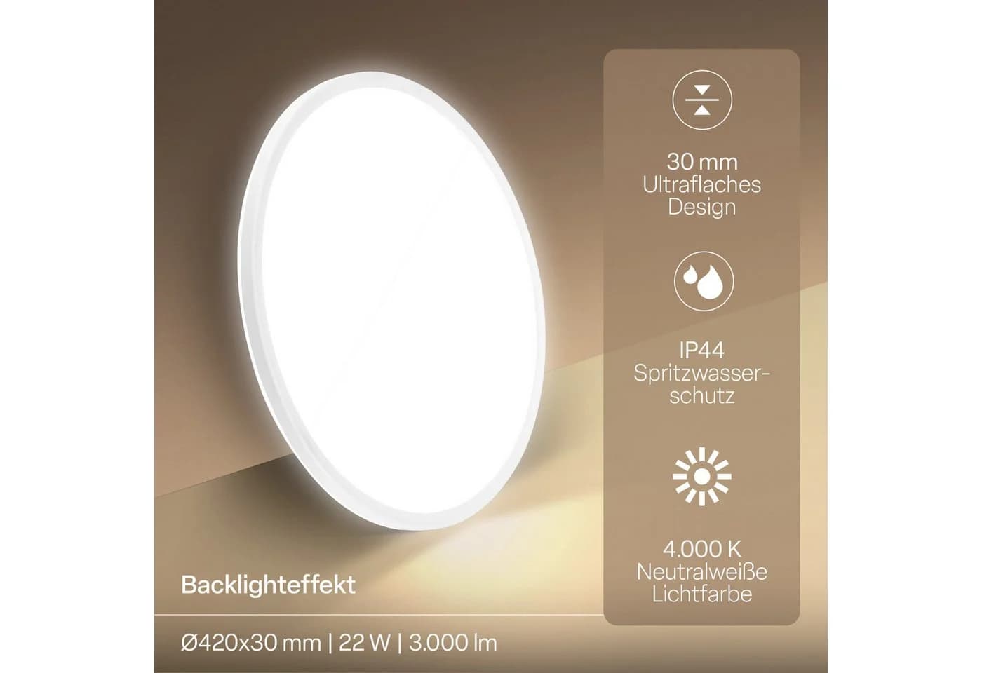 B.K.Licht LED Panel SHALLOW Deckenlampe Weiß Neutralweiß - Bild 4