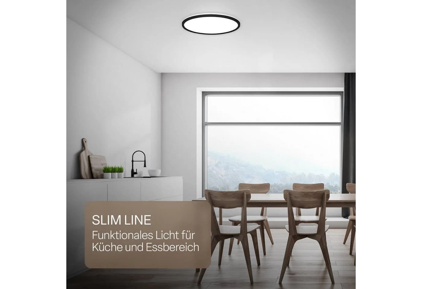 B.K.Licht LED Panel SHALLOW Schwarz IP44 Badlampe
