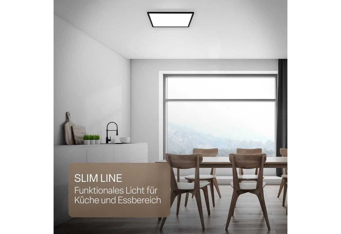 B.K.LICHT LED Panel SHALLOW Schwarz 42x42cm Spritzwassergeschützt