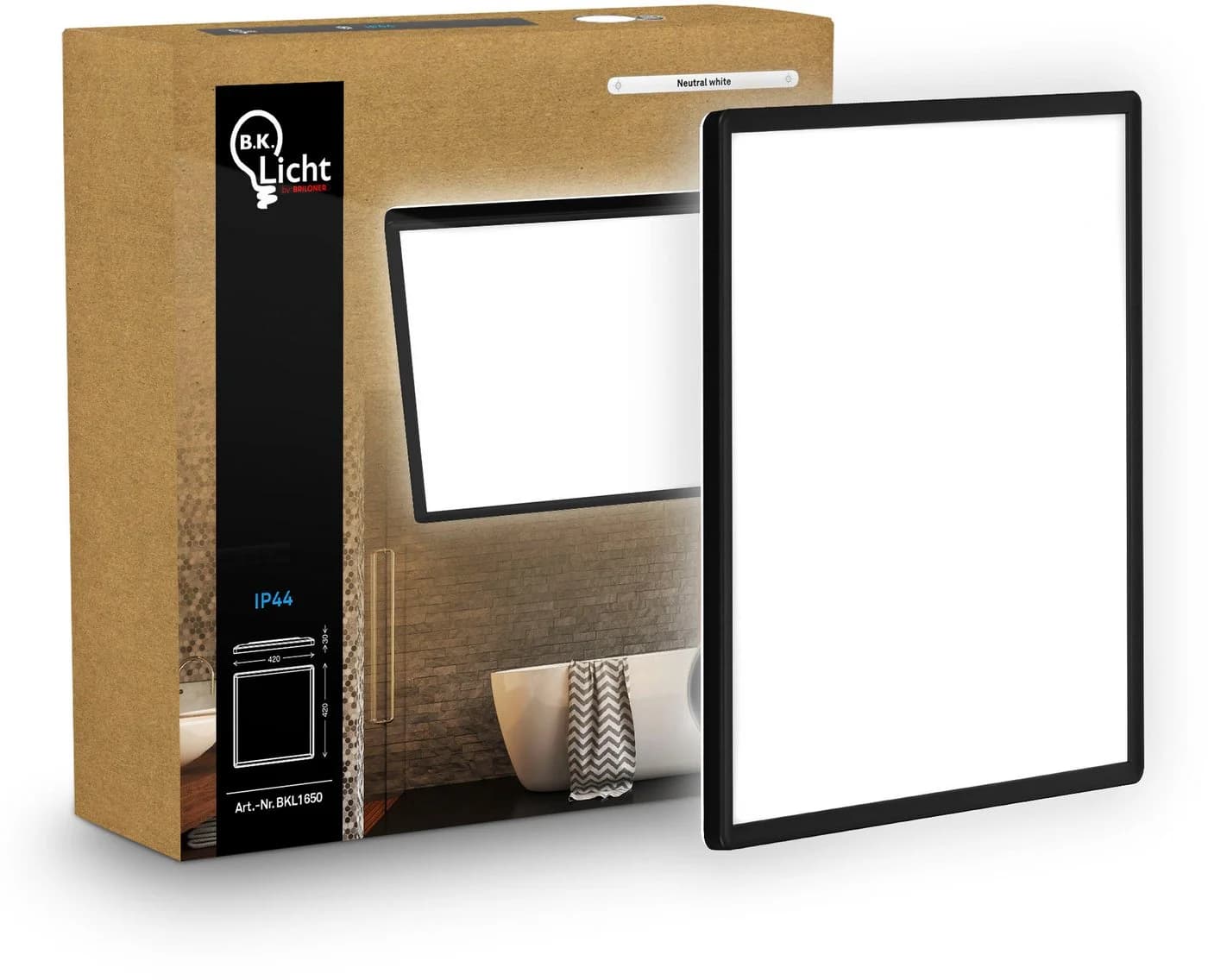 B.K.LICHT LED Panel SHALLOW Schwarz 42x42cm Spritzwassergeschützt - Bild 3