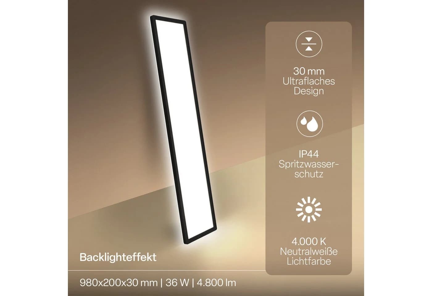 B.K.Licht LED Panel SHALLOW Schwarz Neutralweiß - Bild 4