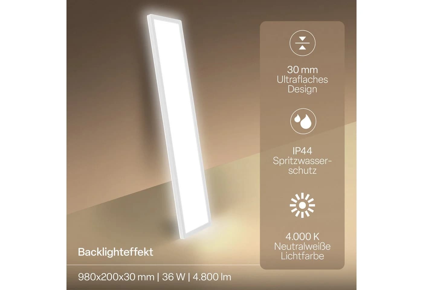 B.K.Licht LED Panel SHALLOW Neutralweiß IP44 - Bild 3