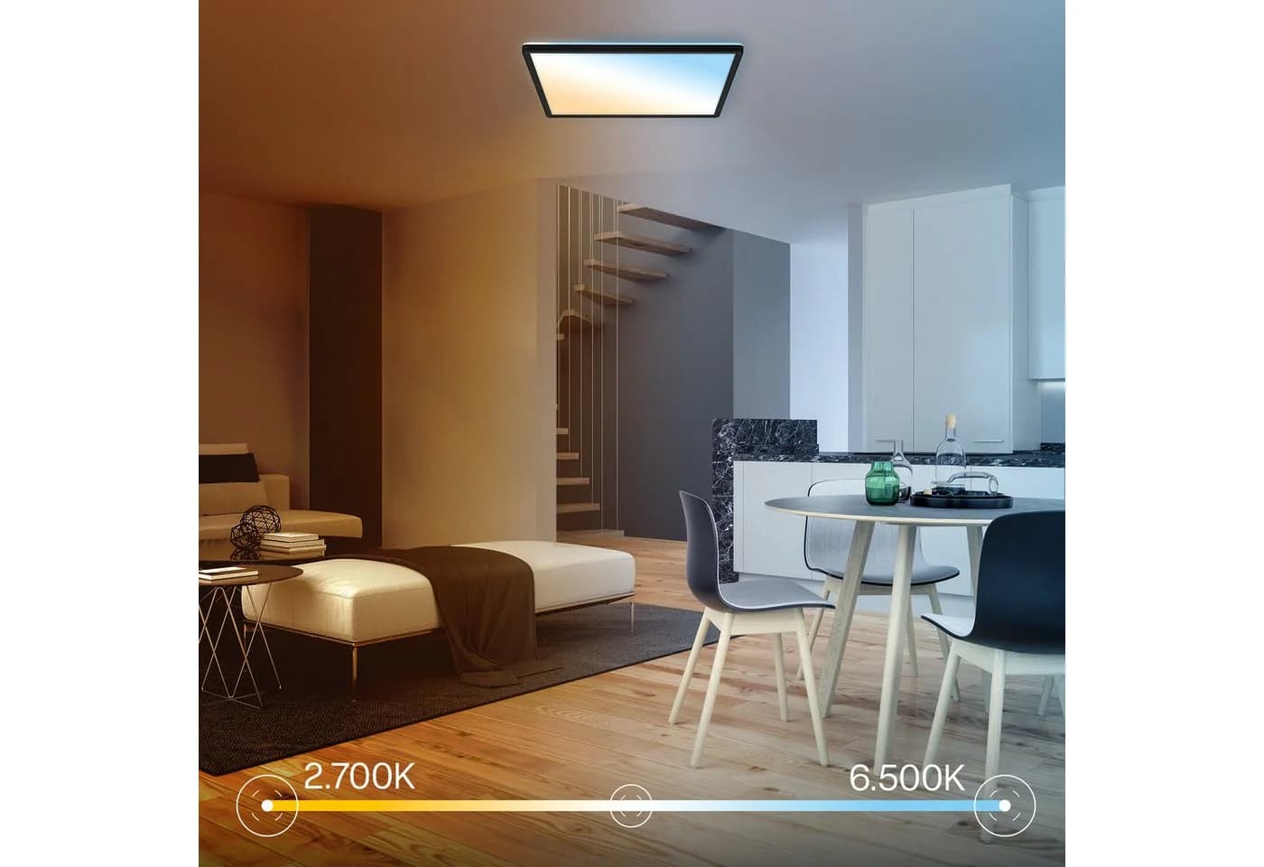 B.K.Licht LED Panel Deckenleuchte CCT Dimmbar IP44 Schwarz/Weiß - Bild 2