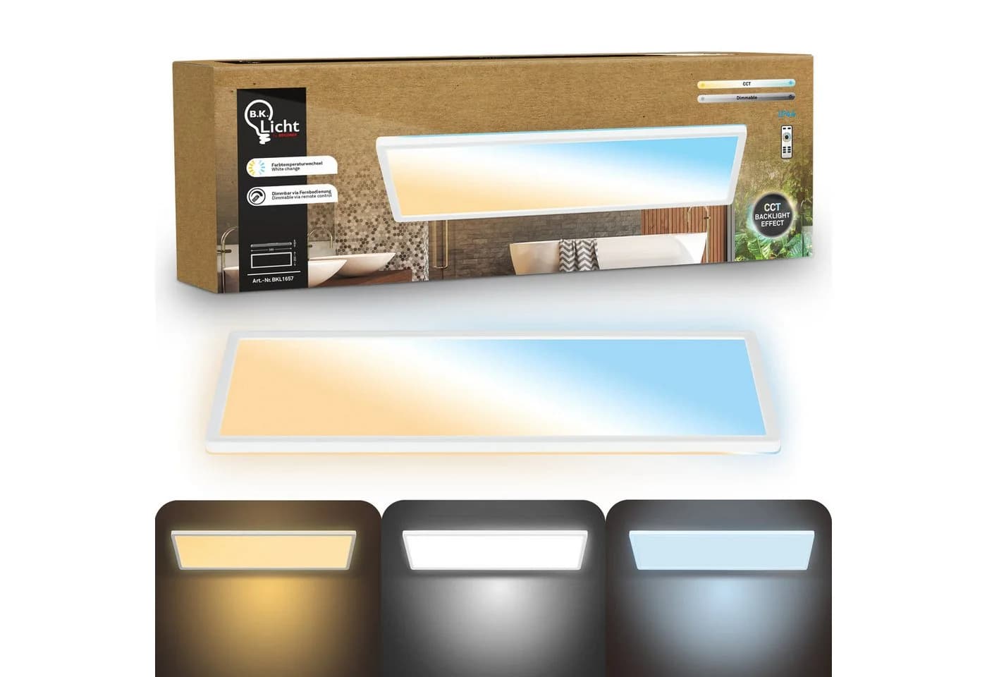B.K.Licht LED Panel SHALLOW Deckenlampe Weiß Dimmbar IP44 - Bild 4