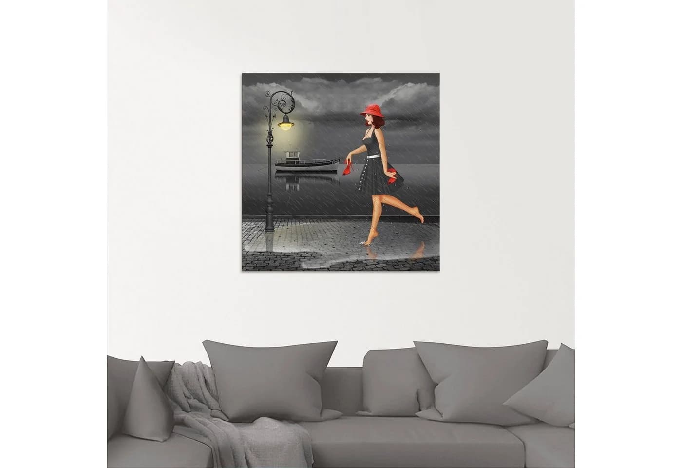 Artland Glasbild Tanzen im Regen Frau Modernes Wanddekor - Bild 3
