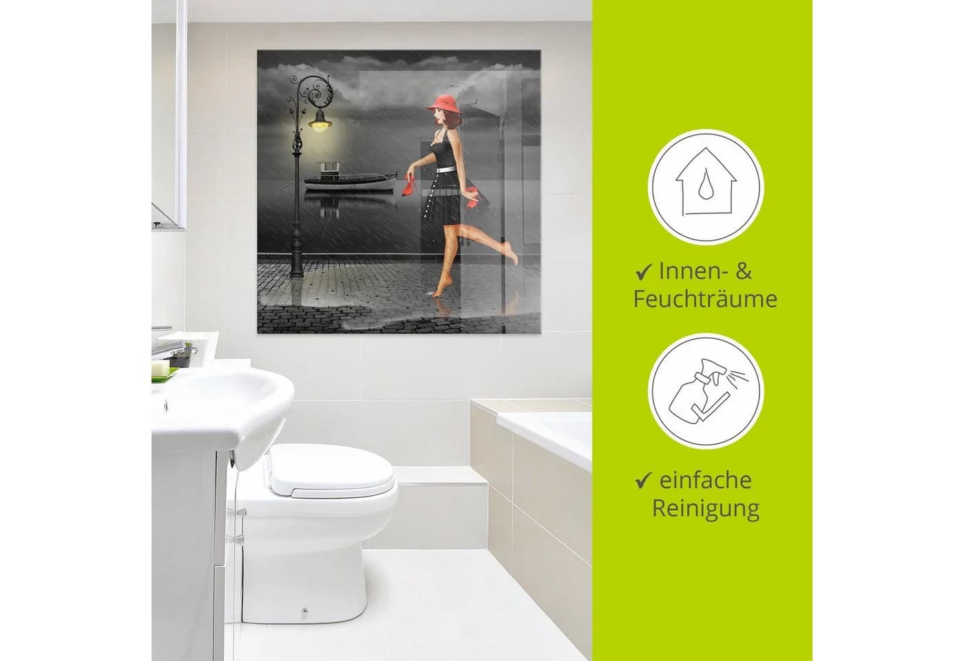 Artland Glasbild Tanzen im Regen Frau Modernes Wanddekor - Bild 5