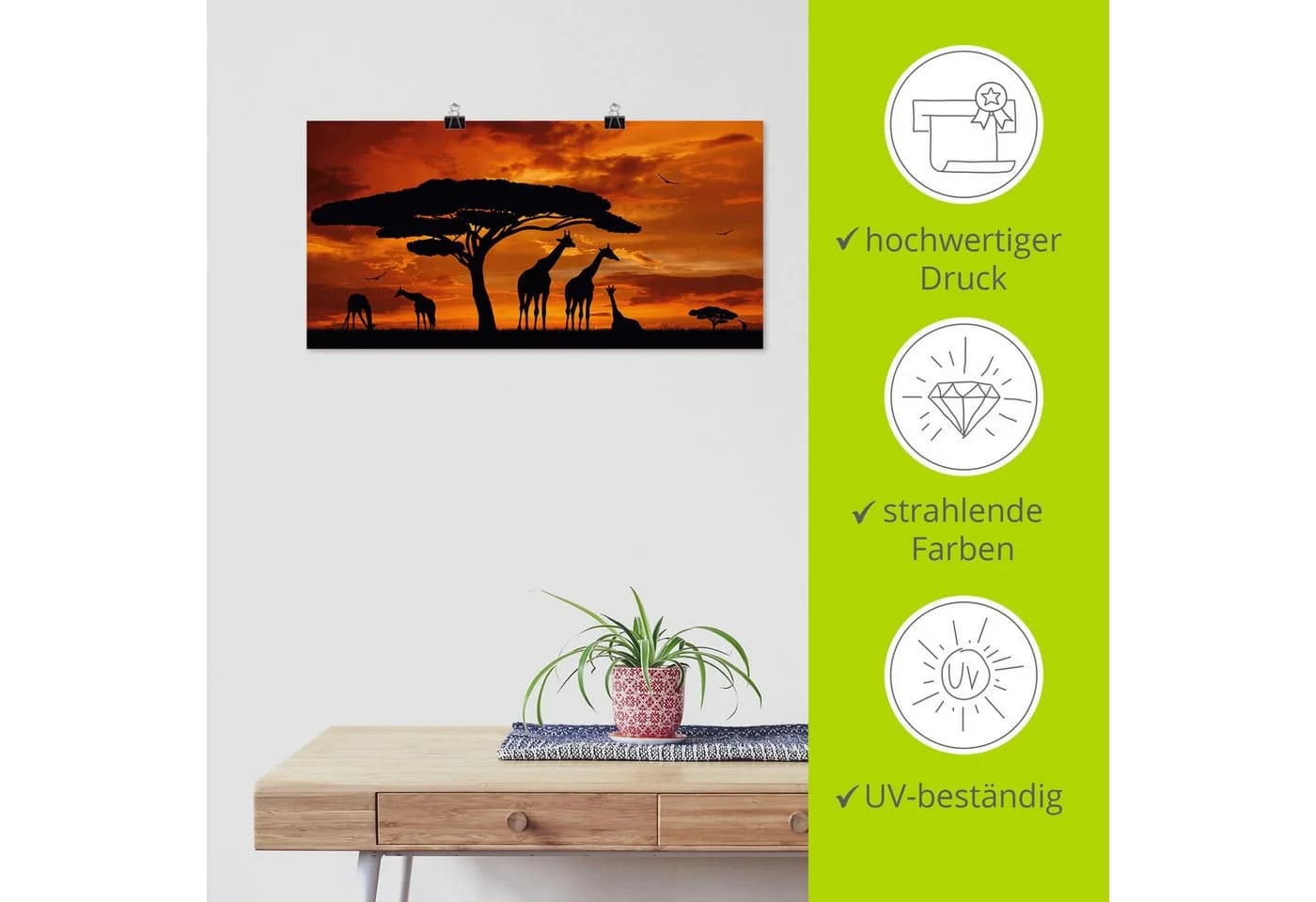 Artland Wandbild Giraffen Sonnenuntergang Leinwand Poster - Bild 5